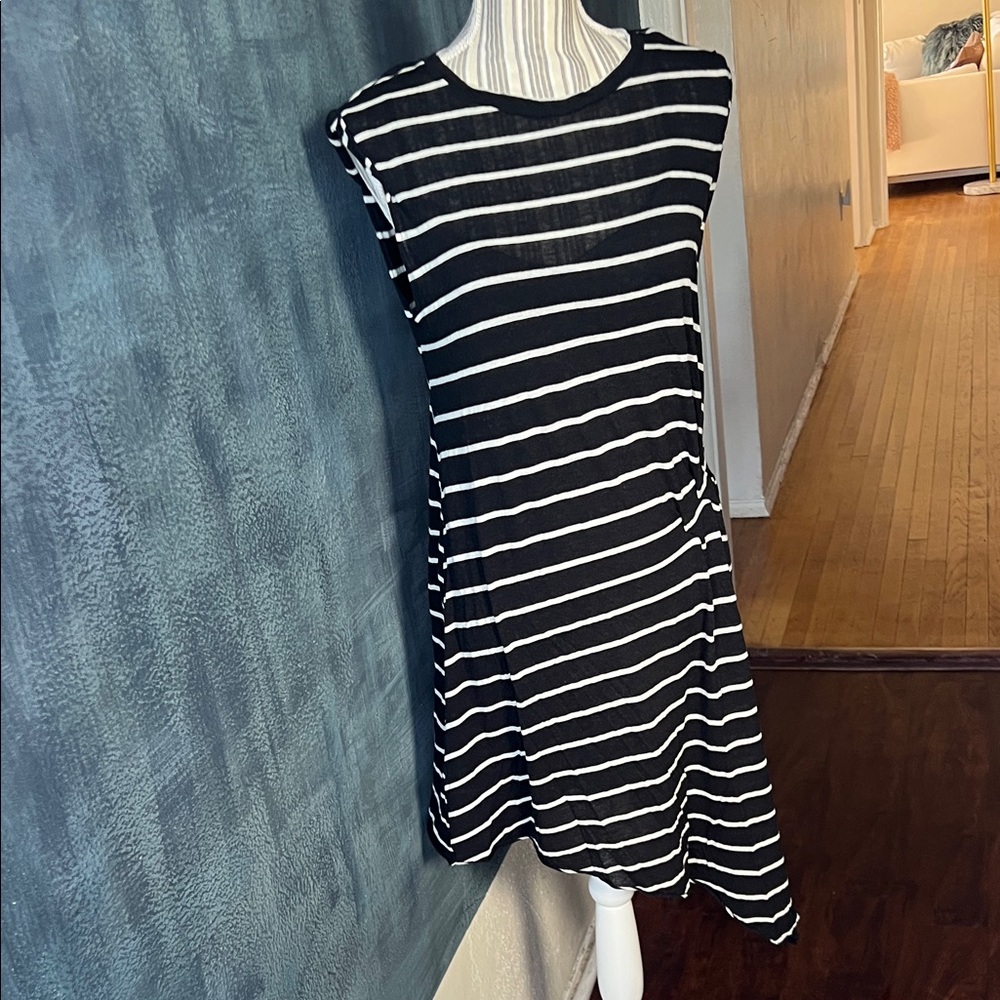 All Saints Black and White Striped Mini Dress